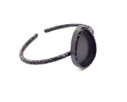 Black Bracelet Blank Cuff Bezel Resin Bangle inlay Blank Glass Cabochon Base Bezel Hammered Adjustable Black Bracelet (25x18mm ) G16322