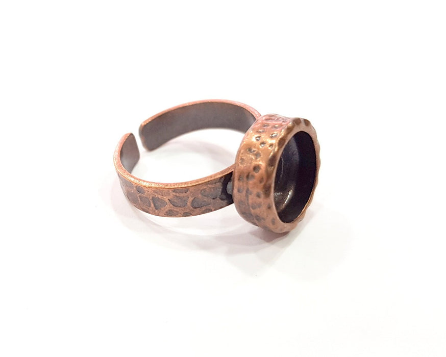 Copper Ring Blank Setting Cabochon Base inlay Ring Backs Mounting Adjustable Ring Base Bezel (10mm blank) Antique Copper Plated G16325