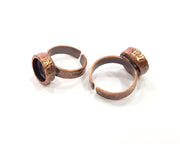 Copper Ring Blank Setting Cabochon Base inlay Ring Backs Mounting Adjustable Ring Base Bezel (10mm blank) Antique Copper Plated G16325