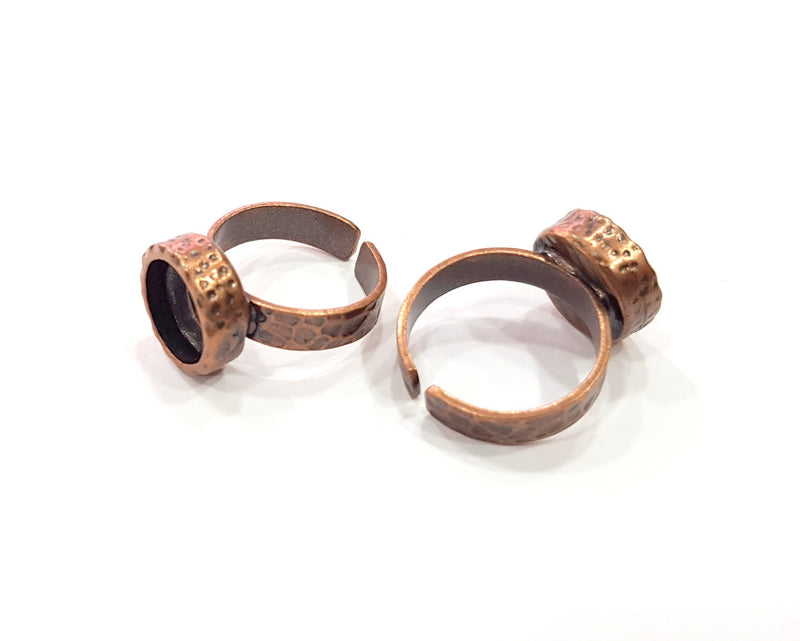 Copper Ring Blank Setting Cabochon Base inlay Ring Backs Mounting Adjustable Ring Base Bezel (10mm blank) Antique Copper Plated G16325