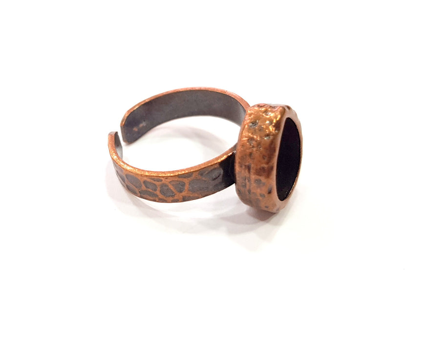 Copper Ring Blank Setting Cabochon Base inlay Ring Backs Mounting Adjustable Ring Base Bezel (14x10mm blank) Antique Copper Plated G16323