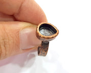 Copper Ring Blank Setting Cabochon Base inlay Ring Backs Mounting Adjustable Ring Base Bezel (14x10mm blank) Antique Copper Plated G16323