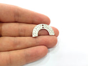 5 Hammered Semi Circle Hammered U Charms Antique Silver Plated Metal (30x15 mm)  G15496