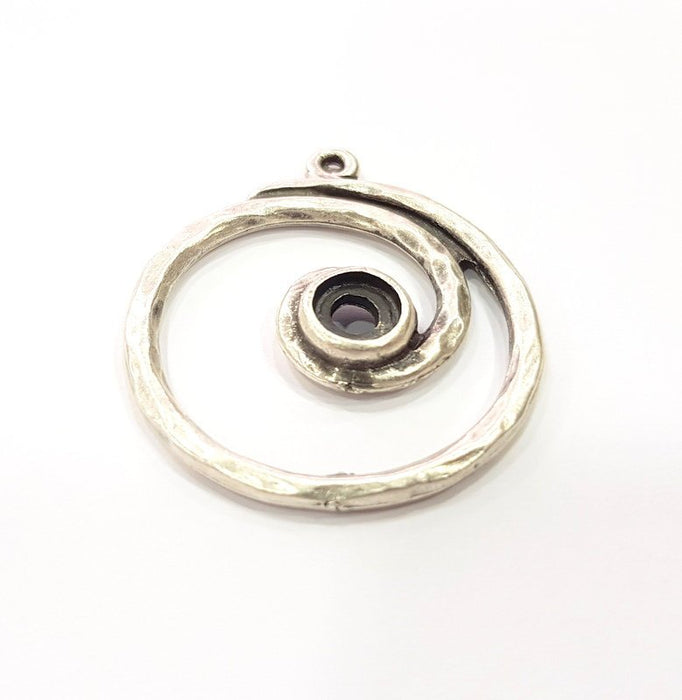 2 Silver Pendant Blank Base Blank Mountings Cabochon Blank Antique Silver Plated Metal (36mm)  G15510