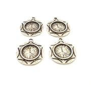 4 Silver Charms Blank Base Blank Mountings Cabochon Blank Antique Silver Plated Metal (21mm)  G15514