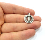 4 Silver Charms Blank Base Blank Mountings Cabochon Blank Antique Silver Plated Metal (20mm)  G15517