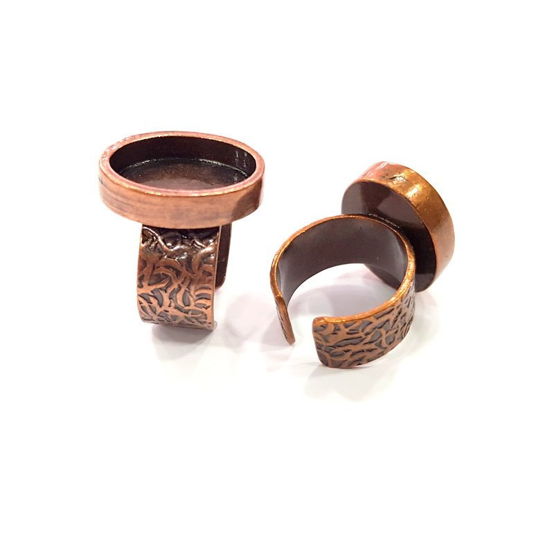Copper Ring Blank Setting Cabochon Base inlay Ring Backs Mounting Adjustable Ring Base Bezel (18x13mm blank) Antique Copper Plated G15520