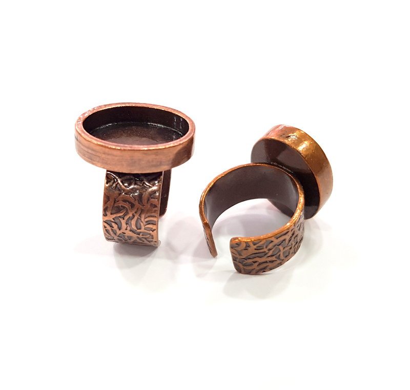 Copper Ring Blank Setting Cabochon Base inlay Ring Backs Mounting Adjustable Ring Base Bezel (18x13mm blank) Antique Copper Plated G15520