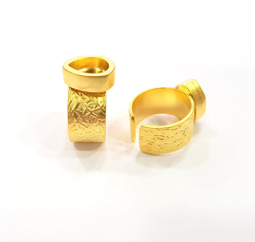 Gold Ring Blank Setting Cabochon Base inlay Ring Backs Mounting Adjustable Ring Base Bezel (10x8mm blank ) Gold Plated Metal G15535