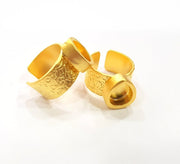 Gold Ring Blank Setting Cabochon Base inlay Ring Backs Mounting Adjustable Ring Base Bezel (10x8mm blank ) Gold Plated Metal G15535