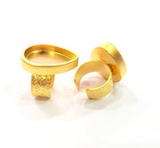 Gold Ring Blank Setting Cabochon Base inlay Ring Backs Mounting Adjustable Ring Base Bezel (25x18mm blank ) Gold Plated Metal G15528