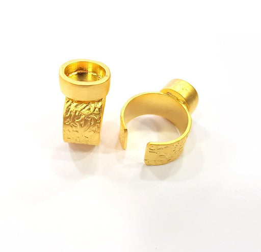 Gold Ring Blank Setting Cabochon Base inlay Ring Backs Mounting Adjustable Ring Base Bezel (10x8mm blank ) Gold Plated Metal G15532
