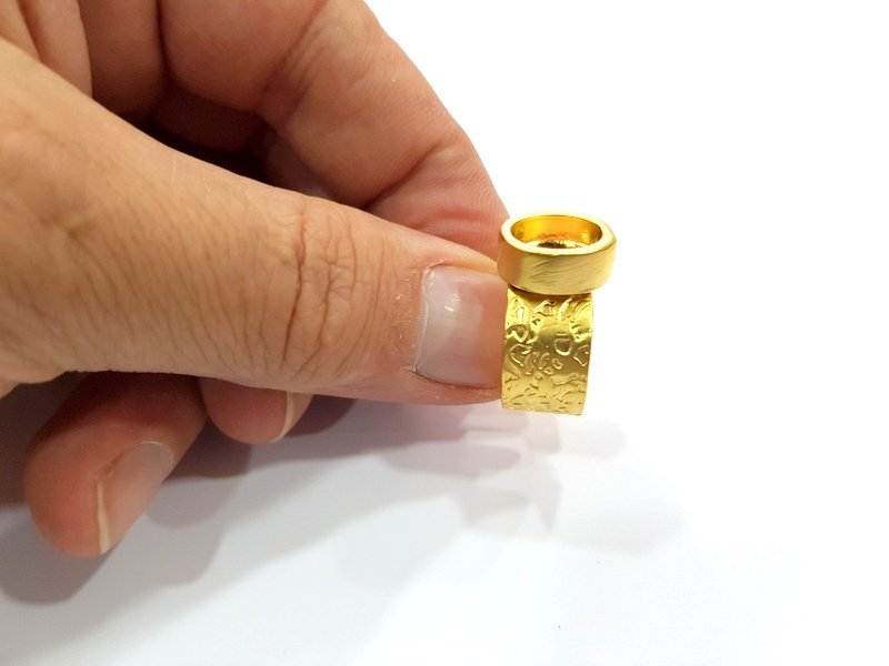 Gold Ring Blank Setting Cabochon Base inlay Ring Backs Mounting Adjustable Ring Base Bezel (10x8mm blank ) Gold Plated Metal G15532