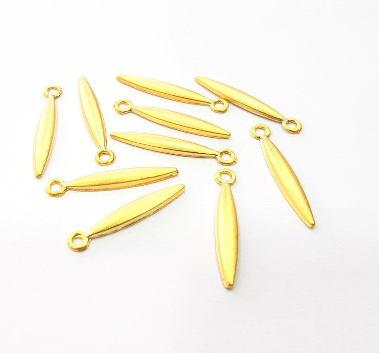 10 Spike Charm Gold Plated Charms Gold Plated Metal (25x4mm)  G15534