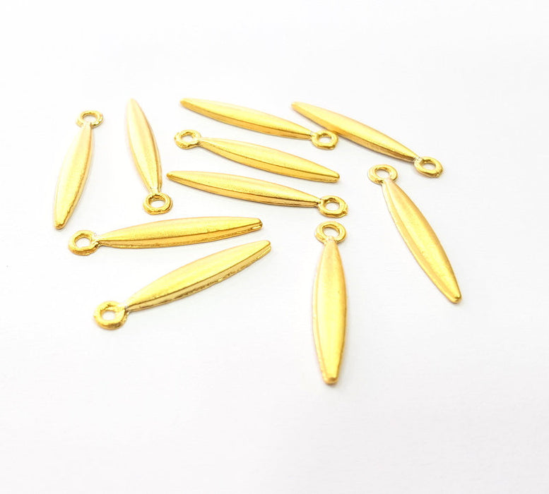 10 Spike Charm Gold Plated Charms Gold Plated Metal (25x4mm)  G15534