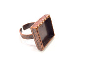 Copper Ring Blank Setting Cabochon Base inlay Ring Backs Mounting Adjustable Ring Base Bezel (10x10mm blank) Antique Copper Plated G16327