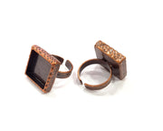 Copper Ring Blank Setting Cabochon Base inlay Ring Backs Mounting Adjustable Ring Base Bezel (10x10mm blank) Antique Copper Plated G16327