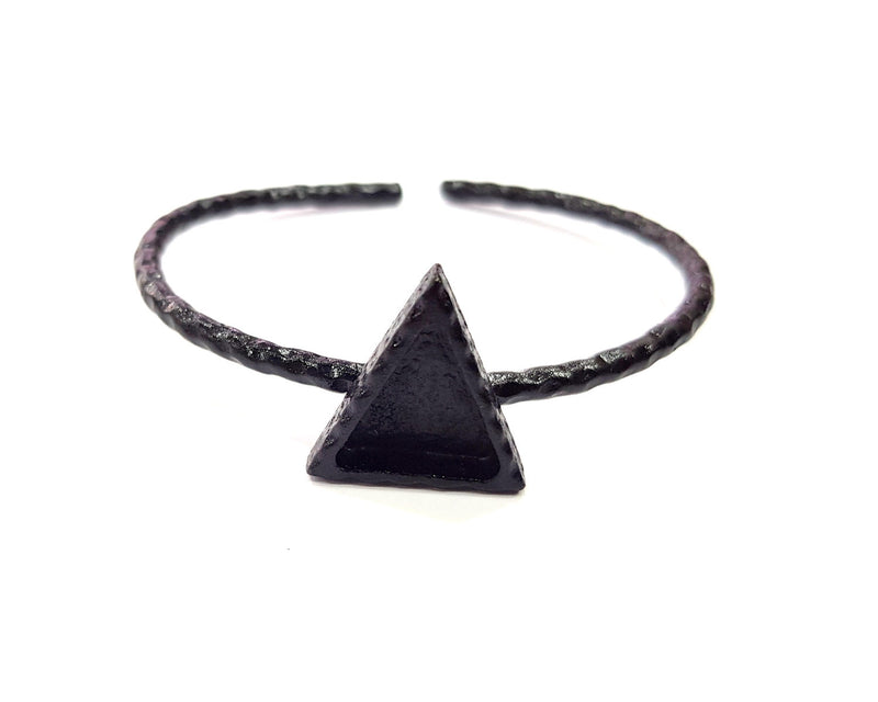 Black Bracelet Blank Cuff Bezel Resin Bangle inlay Blank Glass Cabochon Base Bezel Hammered Adjustable Black Bracelet (14x13mm ) G16329