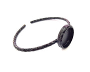 Black Bracelet Blank Cuff Bezel Resin Bangle inlay Blank Glass Cabochon Base Bezel Hammered Adjustable Black Bracelet (18mm ) G16330