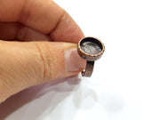 Copper Ring Blank Setting Cabochon Base inlay Ring Backs Mounting Adjustable Ring Base Bezel (12mm blank) Antique Copper Plated G16332