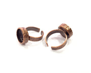 Copper Ring Blank Setting Cabochon Base inlay Ring Backs Mounting Adjustable Ring Base Bezel (12mm blank) Antique Copper Plated G16332