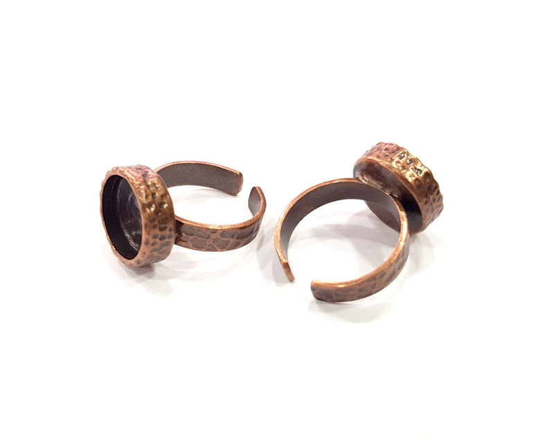 Copper Ring Blank Setting Cabochon Base inlay Ring Backs Mounting Adjustable Ring Base Bezel (12mm blank) Antique Copper Plated G16332