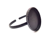 Black Bracelet Blank Cuff Bezel Resin Bangle inlay Blank Glass Cabochon Base Bezel Hammered Adjustable Black Bracelet (40x30mm ) G16337