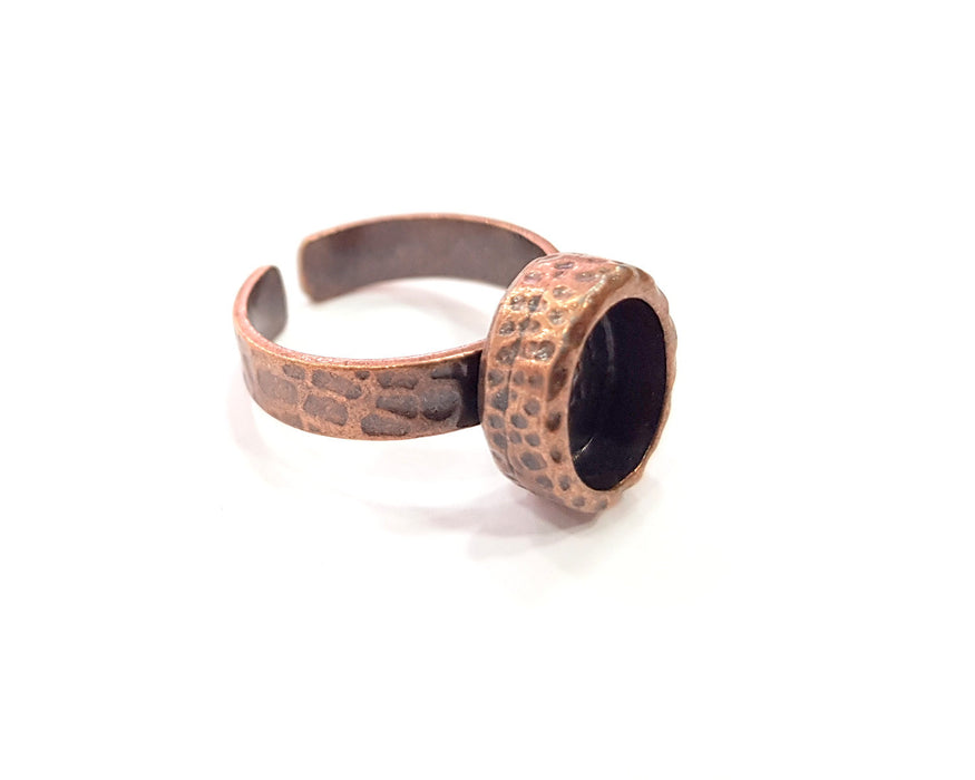 Copper Ring Blank Setting Cabochon Base inlay Ring Backs Mounting Adjustable Ring Base Bezel (10x8mm blank) Antique Copper Plated G16338