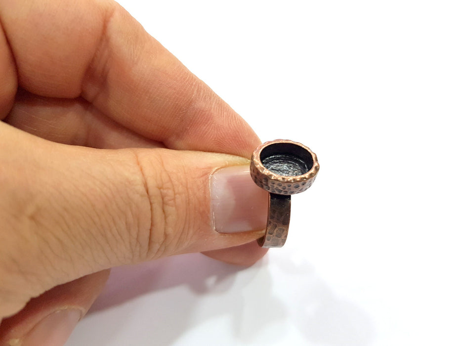 Copper Ring Blank Setting Cabochon Base inlay Ring Backs Mounting Adjustable Ring Base Bezel (10x8mm blank) Antique Copper Plated G16338