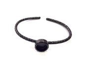 Black Bracelet Blank Cuff Bezel Resin Bangle inlay Blank Glass Cabochon Base Bezel Hammered Adjustable Black Bracelet (10mm ) G16340