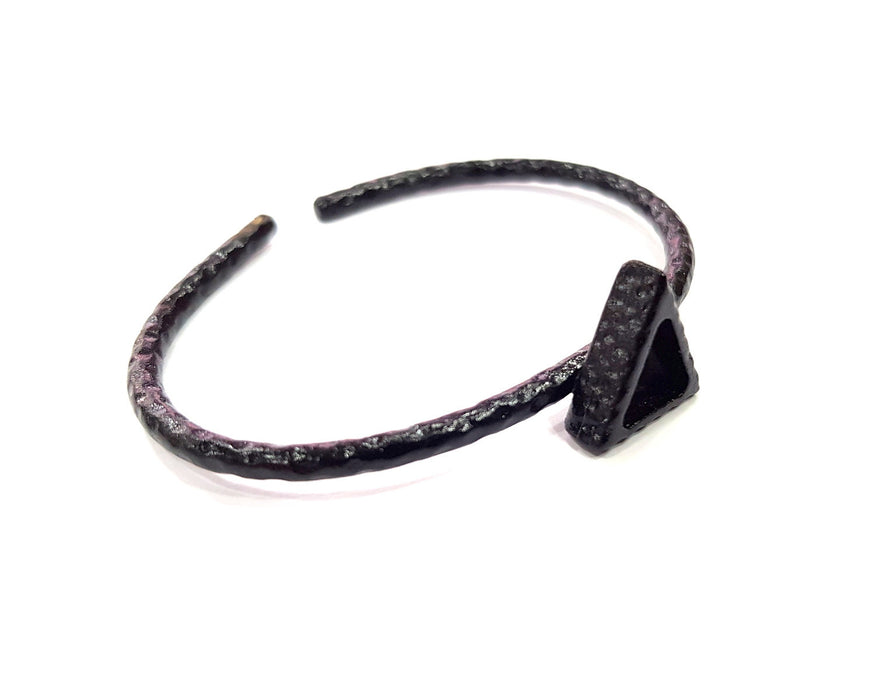 Black Bracelet Blank Cuff Bezel Resin Bangle inlay Blank Glass Cabochon Base Bezel Hammered Adjustable Black Bracelet (9x8mm ) G16341