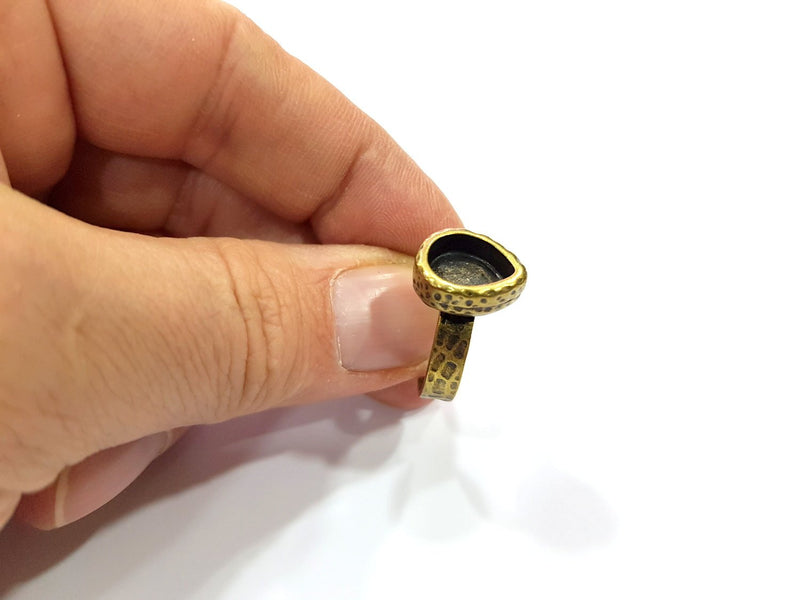 Antique Bronze Ring Blank Setting Cabochon Base inlay Ring Backs Mounting Adjustable Ring Bezel (10x8mm blank) Antique Bronze Plated G16343
