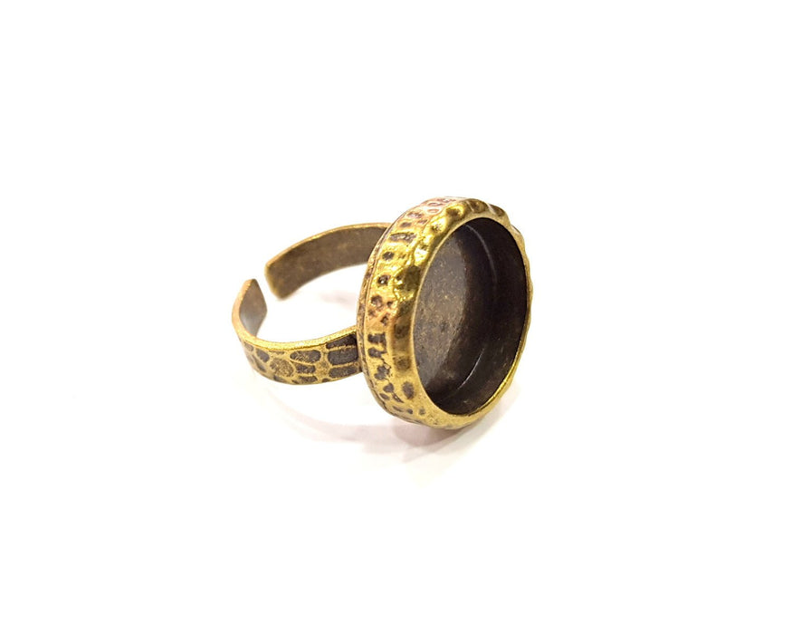 Antique Bronze Ring Blank Setting Cabochon Base inlay Ring Backs Mounting Adjustable Ring Bezel (16mm blank) Antique Bronze Plated G16345