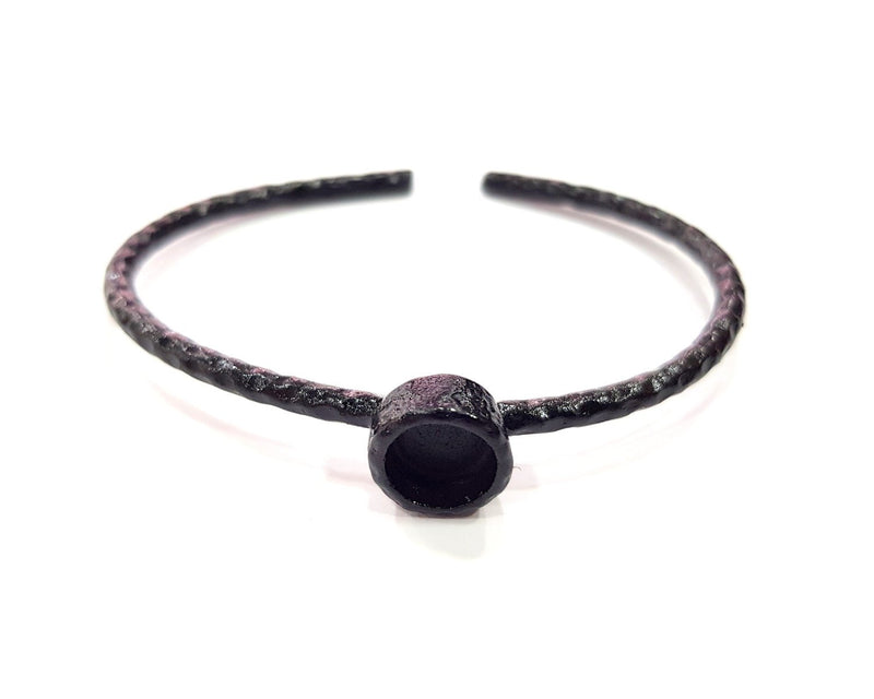 Black Bracelet Blank Cuff Bezel Resin Bangle inlay Blank Glass Cabochon Base Bezel Hammered Adjustable Black Bracelet (8mm ) G16350
