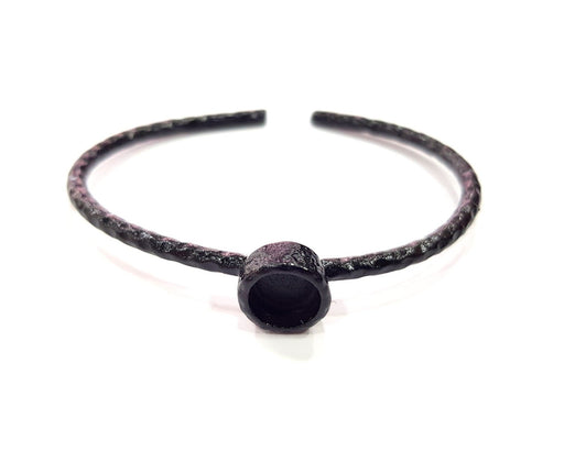 Black Bracelet Blank Cuff Bezel Resin Bangle inlay Blank Glass Cabochon Base Bezel Hammered Adjustable Black Bracelet (8mm ) G16350