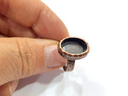 Hammered Ring Blank Setting Cabochon Base inlay Ring Backs Mounting Adjustable Ring Base Bezel (14x10mm blank) Antique Copper Plated G16351