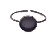 Black Bracelet Blank Cuff Bezel Resin Bangle inlay Blank Glass Cabochon Base Bezel Hammered Adjustable Black Bracelet (22mm ) G16353