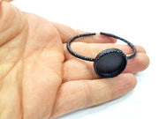Black Bracelet Blank Cuff Bezel Resin Bangle inlay Blank Glass Cabochon Base Bezel Hammered Adjustable Black Bracelet (22mm ) G16353