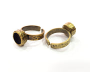 Hammered Ring Blank Setting Cabochon Base inlay Ring Backs Mounting Adjustable Ring Bezel (8mm blank) Antique Bronze Plated G16354