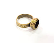 Hammered Ring Blank Setting Cabochon Base inlay Ring Backs Mounting Adjustable Ring Bezel (8mm blank) Antique Bronze Plated G16354