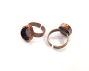 Hammered Ring Blank Setting Cabochon Base inlay Ring Backs Mounting Adjustable Ring Base Bezel (14x10mm blank) Antique Copper Plated G16355