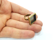 Antique Bronze Ring Blank Setting Cabochon Base inlay Ring Backs Mounting Adjustable Ring Bezel (16x16mm blank) Antique Bronze Plated G16356
