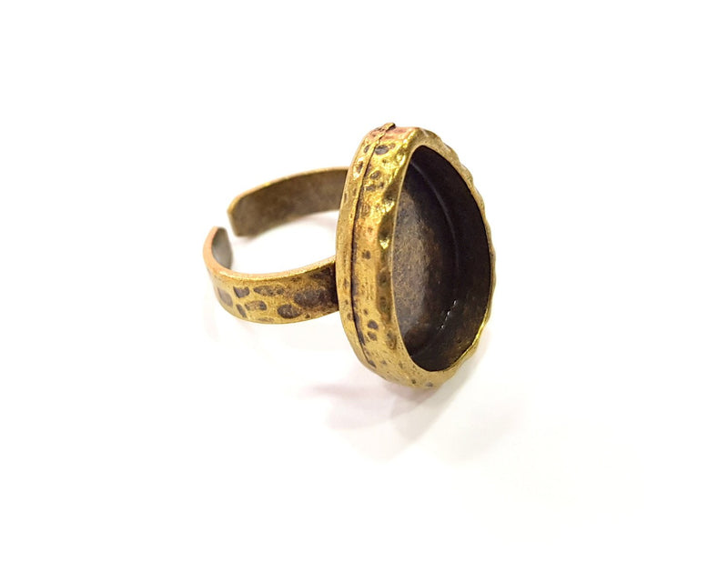 Antique Bronze Ring Blank Setting Cabochon Base inlay Ring Backs Mounting Adjustable Ring Bezel (18x13mm blank) Antique Bronze Plated G16358
