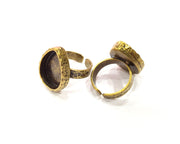 Antique Bronze Ring Blank Setting Cabochon Base inlay Ring Backs Mounting Adjustable Ring Bezel (18x13mm blank) Antique Bronze Plated G16358