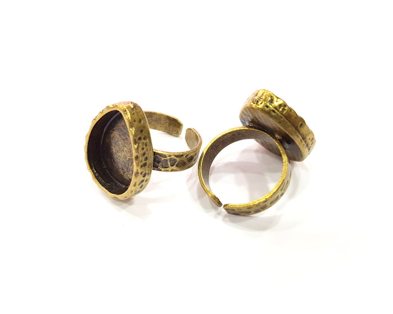 Antique Bronze Ring Blank Setting Cabochon Base inlay Ring Backs Mounting Adjustable Ring Bezel (18x13mm blank) Antique Bronze Plated G16358