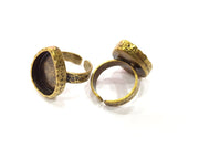 Antique Bronze Ring Blank Setting Cabochon Base inlay Ring Backs Mounting Adjustable Ring Bezel (18x13mm blank) Antique Bronze Plated G16358