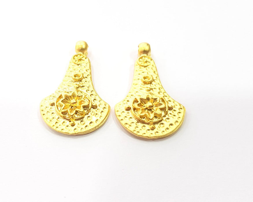 4 Gold Charms Gold Plated Charms  (27x16mm)  G16363