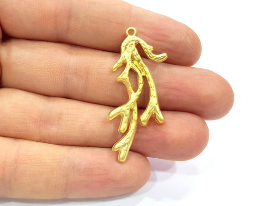 2 Coral Charms Gold Plated Charms  (44x19mm)  G16367