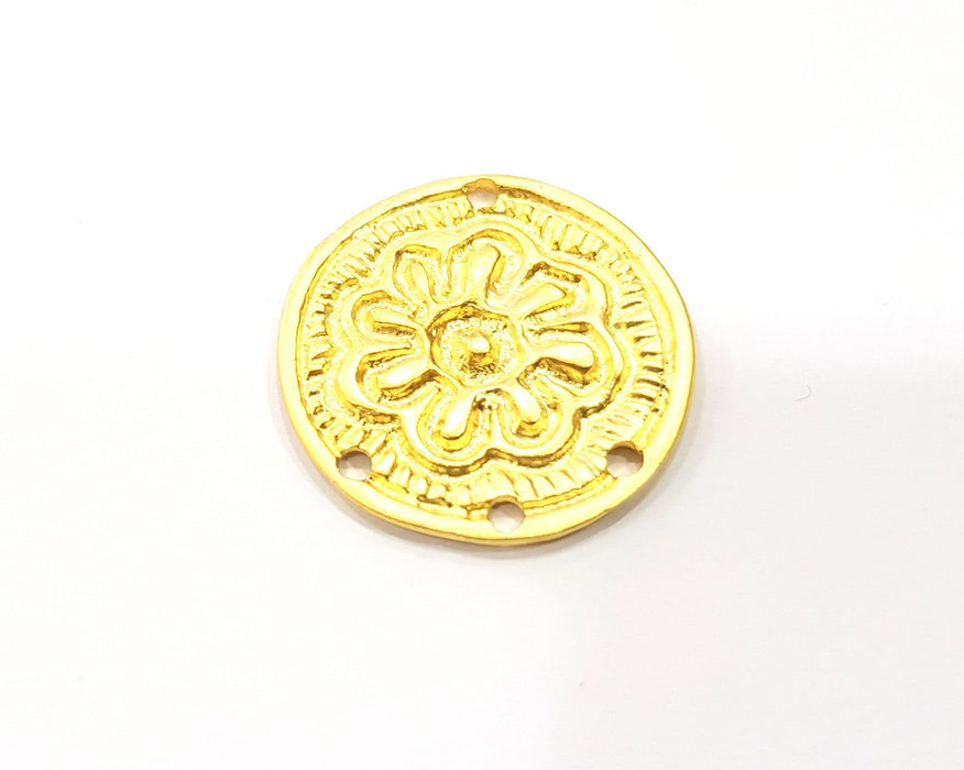 2 Flower Charms Gold Plated Charms  (30mm)  G16370