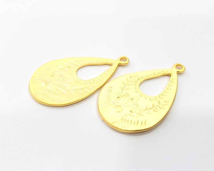 2 Gold Charms Gold Plated Charms  (46x27mm)  G16372